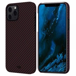 Pitaka MagCase Aramid Kevlar θήκη για iPhone 12 Pro Max. Black/Red (Twill)