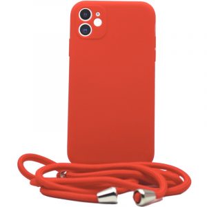 Liquid Silicon θήκη με κορδόνι για iPhone 11. Red