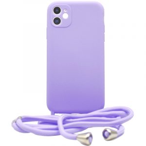 Liquid Silicon θήκη με κορδόνι για iPhone 11. Violet