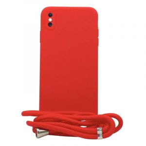 Liquid Silicon θήκη με κορδόνι για iPhone XS Max. Red