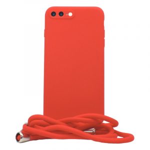 Liquid Silicon θήκη με κορδόνι για iPhone 8/7 Plus. Red