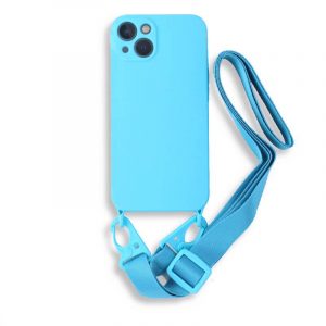 Bodycell Silicon θήκη με λουράκι για iPhone 13. Light Blue