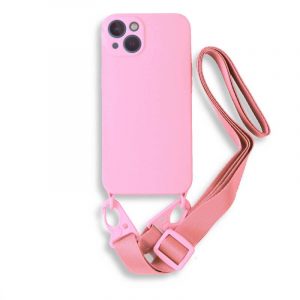 Bodycell Silicon θήκη με λουράκι για iPhone 13. Pink