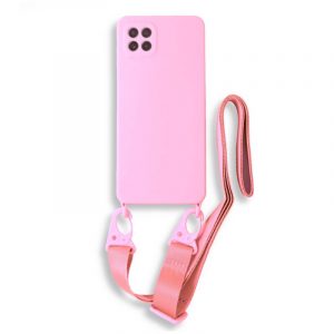 Bodycell Silicon θήκη με λουράκι για Samsung Galaxy A22 5G. Pink