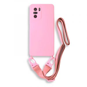 Bodycell Silicon θήκη με λουράκι για Xiaomi Pocophone F3. Pink