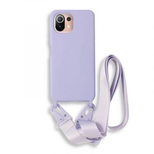 Bodycell Silicon θήκη με λουράκι για Xiaomi Mi 11 Lite. Violet