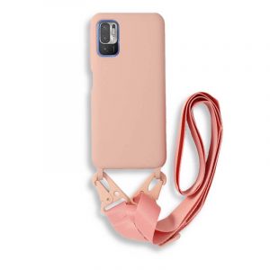 Bodycell Silicon θήκη με λουράκι για Xiaomi Poco M3 Pro 5G / Redmi Note 10 5G. Pink