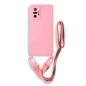 Bodycell Silicon θήκη με λουράκι για Xiaomi Redmi Note 10 Pro. Pink