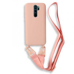 Bodycell Silicon θήκη με λουράκι για Xiaomi Redmi Note 8 Pro. Pink