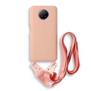 Bodycell Silicon θήκη με λουράκι για Xiaomi Redmi Note 9T 5G. Pink