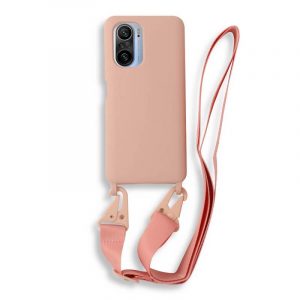 Bodycell Silicon θήκη με λουράκι για Xiaomi Pocophone F3. Light Pink