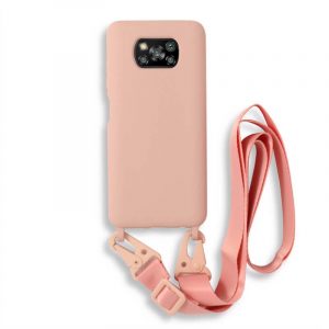 Bodycell Silicon θήκη με λουράκι για Xiaomi Poco X3 NFC/ X3 Pro. Pink
