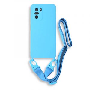 Bodycell Silicon θήκη με λουράκι για Xiaomi Pocophone F3. Light Blue