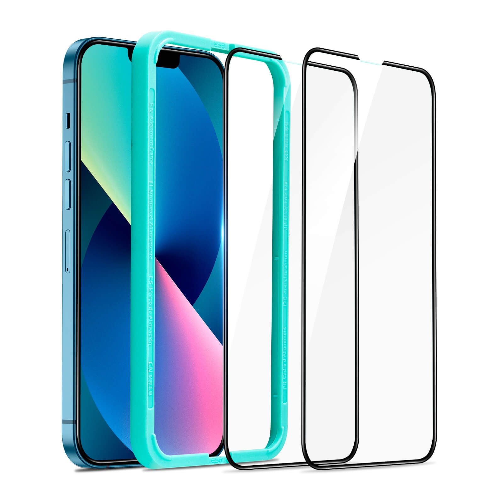 ESR Armorite™ Ultra-Tough Tempered Glass iPhone 13 mini (2-Pack With Easy Installation Frame)