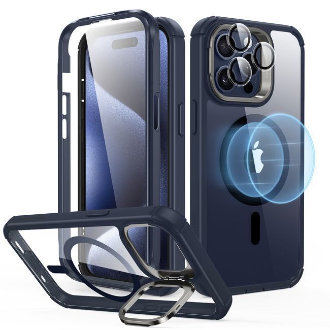 Θήκη ESR Armor Tough with Stash Stand HaloLock Magsafe Clear Dark Blue iPhone 15 Pro