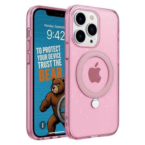 Θήκη Orso Ostand Glitter Clear Pink iPhone 16 Pro
