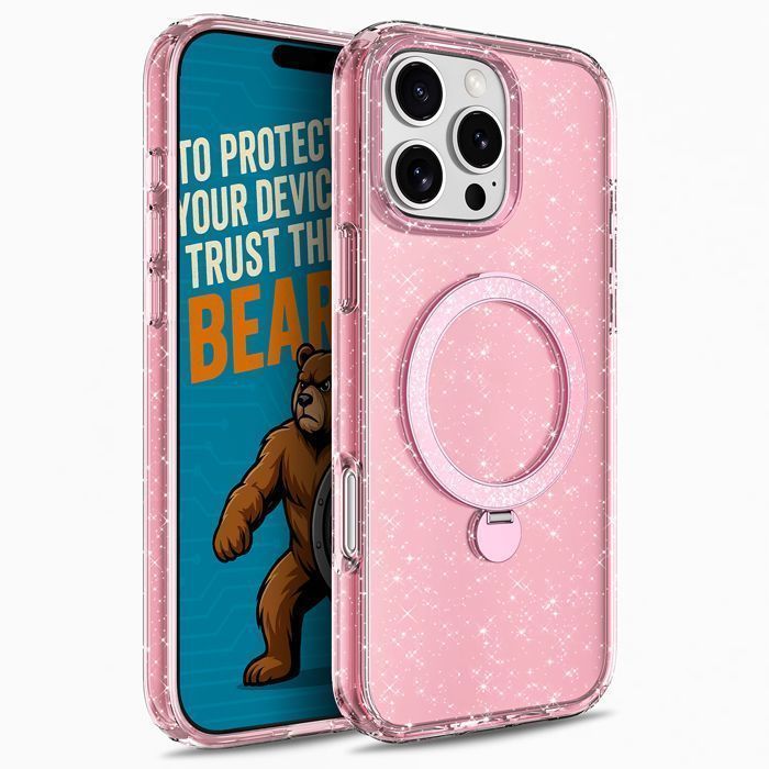 Θήκη Orso Ostand Glitter Clear Pink iPhone 14 Pro