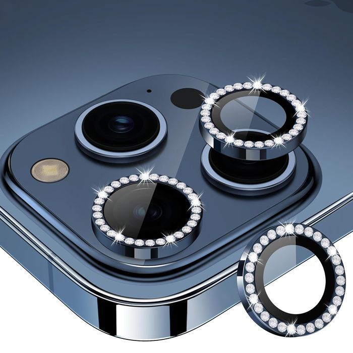 Orso Lens Camera Tempered Glass Blue Diamonds iPhone 15 Pro/15 Pro Max