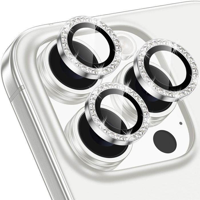 Orso Lens Camera Tempered Glass Silver Diamonds iPhone 16 Pro/16 Pro Max