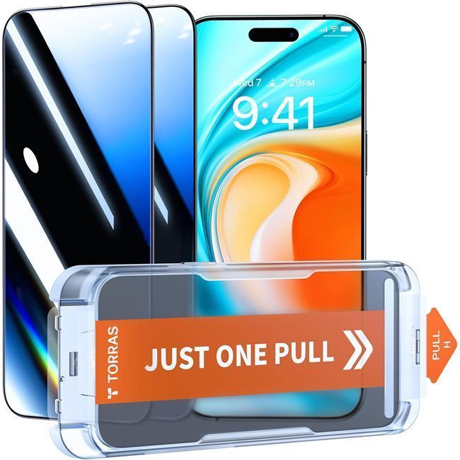 (2-Pack) Torras Install Master GlassGo Full Cover Privacy Tempered Glass iPhone 14/13/13 Pro