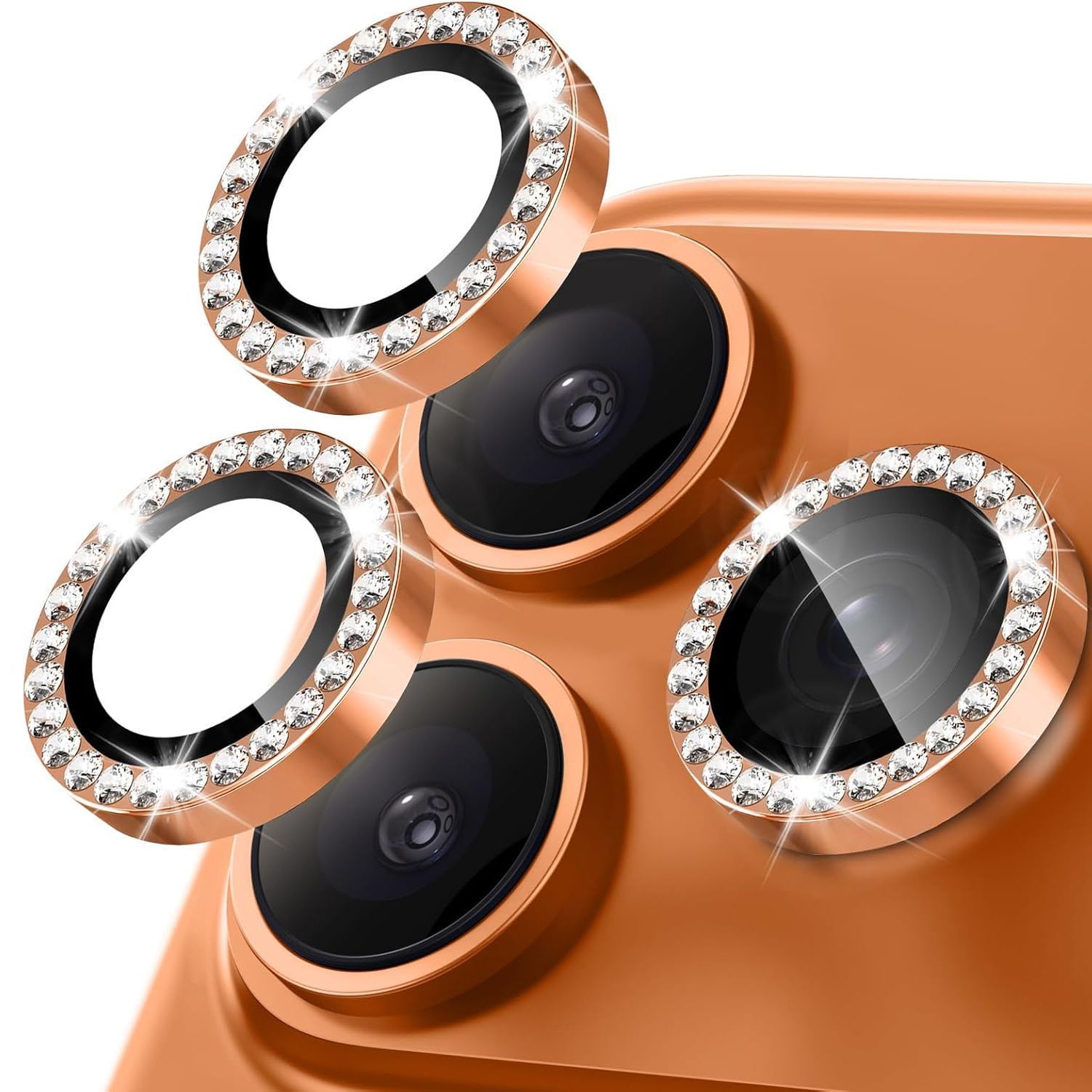 Orso Lens Camera Tempered Glass Orange Diamonds iPhone 17 Pro/17 Pro Max