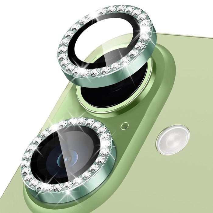 Orso Lens Camera Tempered Glass Spring Green Diamonds iPhone 17/16/16 Plus