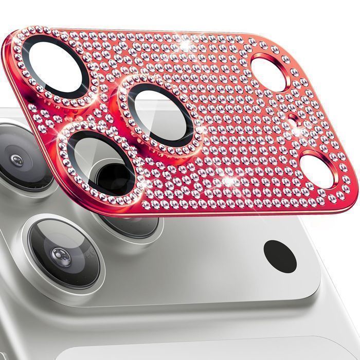 Orso Full Cover 9H Camera Protector Diamonds Red iPhone 17 Pro Max