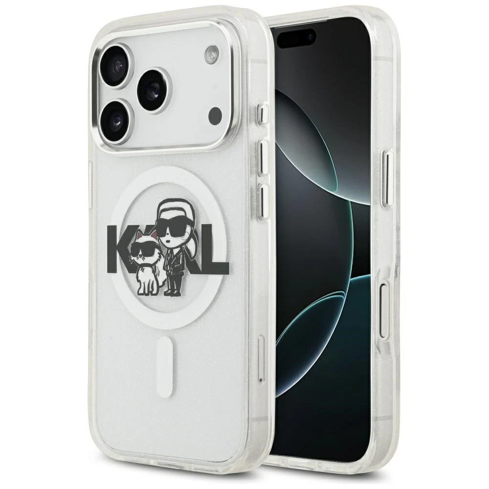 Θήκη Karl Lagerfeld IML Glitter Karl and Choupette MagSafe Clear iPhone 17 Pro