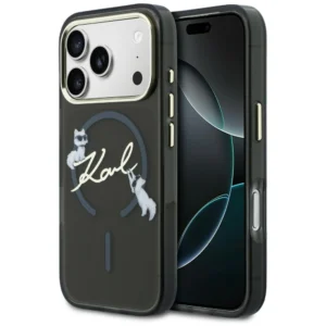 Θήκη Karl Lagerfeld IML Choupettes Karl Script Logo MagSafe Black iPhone 17 Pro Max