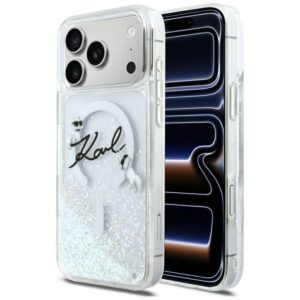 Θήκη Karl Lagerfeld Liquid Glitter Karl Script Logo MagSafe Clear iPhone 17 Pro Max