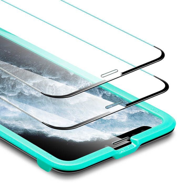 (2-Pack) ESR Premium Quality Full Cover Tempered Glass iPhone 11 Pro/XS/X (With Easy Installation Frame)