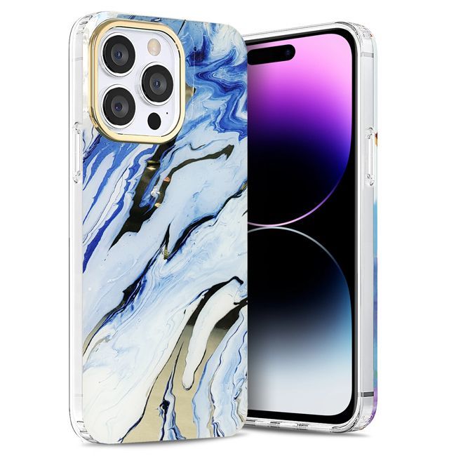 Θήκη Orso Marble Silicone Blue iPhone 14 Pro Max