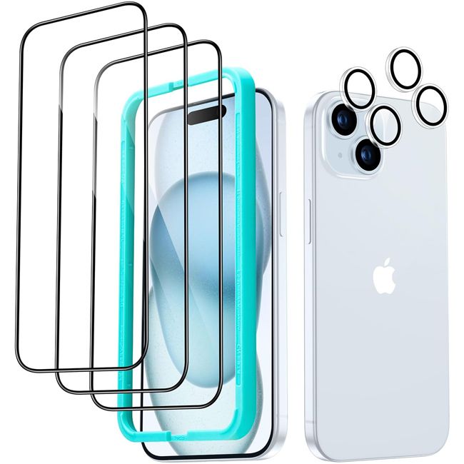 (3+2) ESR Armorite Ultra-Tough Tempered Glass + Camera Lens Clear iPhone 15 (With Easy Installation Kit)