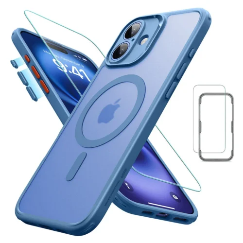 (2+1 Pack) Full Protection Pro Set ESR Classic HaloLock MagSafe Frosted Blue iPhone 16