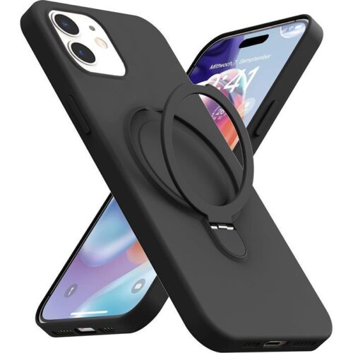Θήκη Orso Ostand Liquid Silicone Black iPhone 12/12 Pro