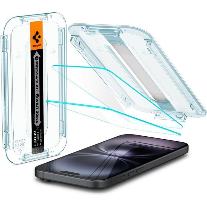 Spigen EZ Fit GLAS.tR Sensor Protected Tempered Glass iPhone 16 Pro/17/17 Pro (2-Pack)