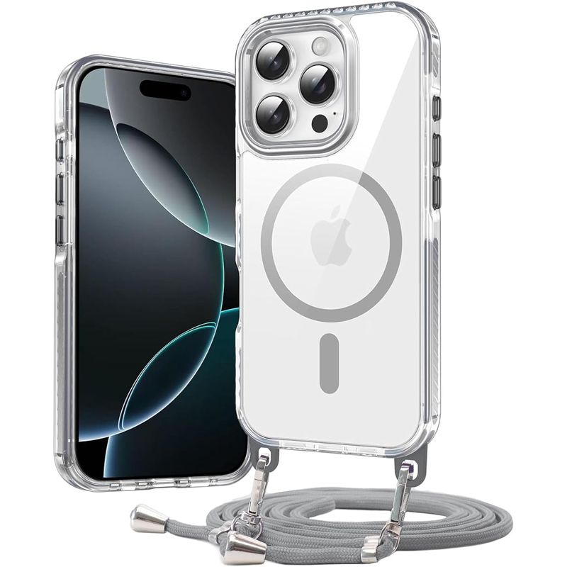 Θήκη Orso Detachable Lanyard Magsafe Clear Grey iPhone 13/14