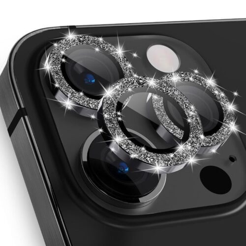 OEM Lens Camera Tempered Glass Glitter Black iPhone 16 Pro Max/16 Pro/15 Pro Max/15 Pro