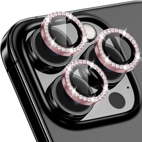 Orso Lens Camera Tempered Glass Pink Diamonds iPhone 15 Pro/15 Pro Max/16 Pro/16 Pro Max