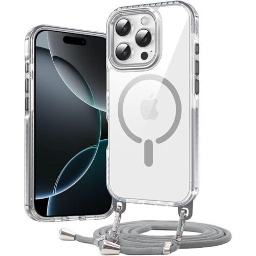 Θήκη Orso Detachable Lanyard Magsafe Clear Grey iPhone 15