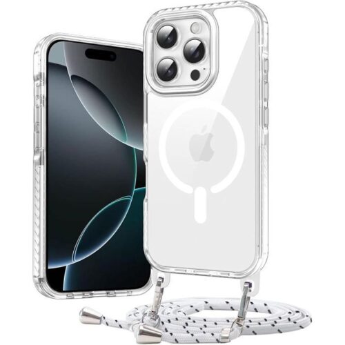 Θήκη Orso Detachable Lanyard Magsafe Clear White iPhone 15