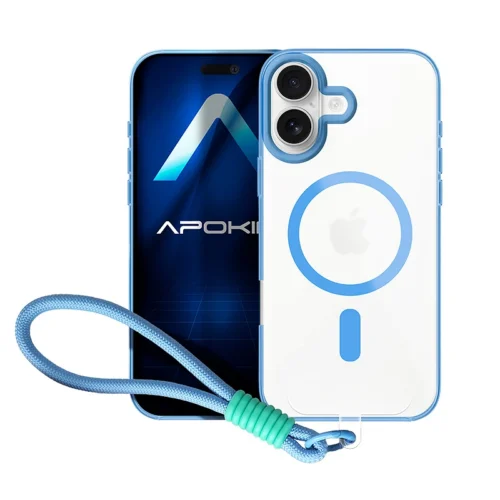 Θήκη Apokin Silicone Magsafe Strap Clear Blue iPhone 16