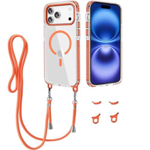 Θήκη Orso Detachable Lanyard Magsafe Clear Orange iPhone 17 Pro Max