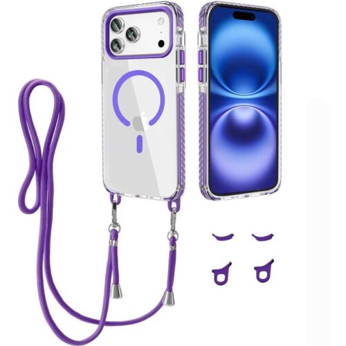 Θήκη Orso Detachable Lanyard Magsafe Clear Purple iPhone 17 Pro Max