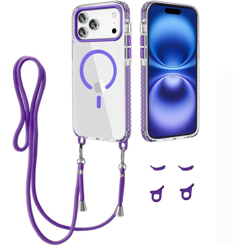 Θήκη Orso Detachable Lanyard Magsafe Clear Purple iPhone 17 Pro Max