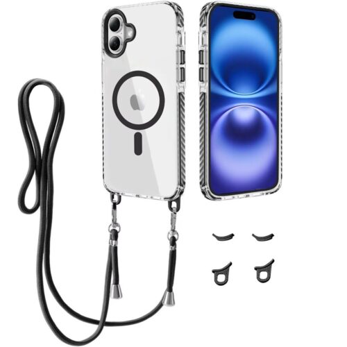 Θήκη Orso Detachable Lanyard Magsafe Clear Black iPhone 17