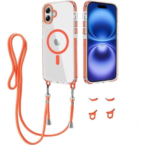 Θήκη Orso Detachable Lanyard Magsafe Clear Orange iPhone 17