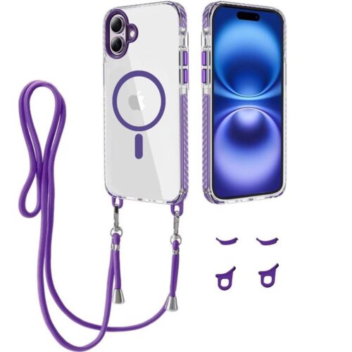 Θήκη Orso Detachable Lanyard Magsafe Clear Purple iPhone 16