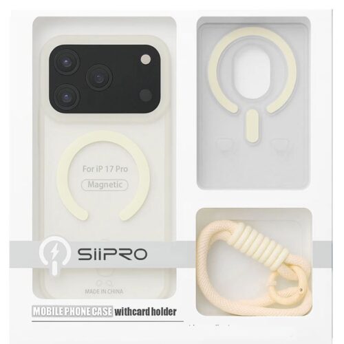 Θήκη Siipro 3in1 Magsafe Set Wallet & Wrist Strap Clear Yellow iPhone 17 Pro Max