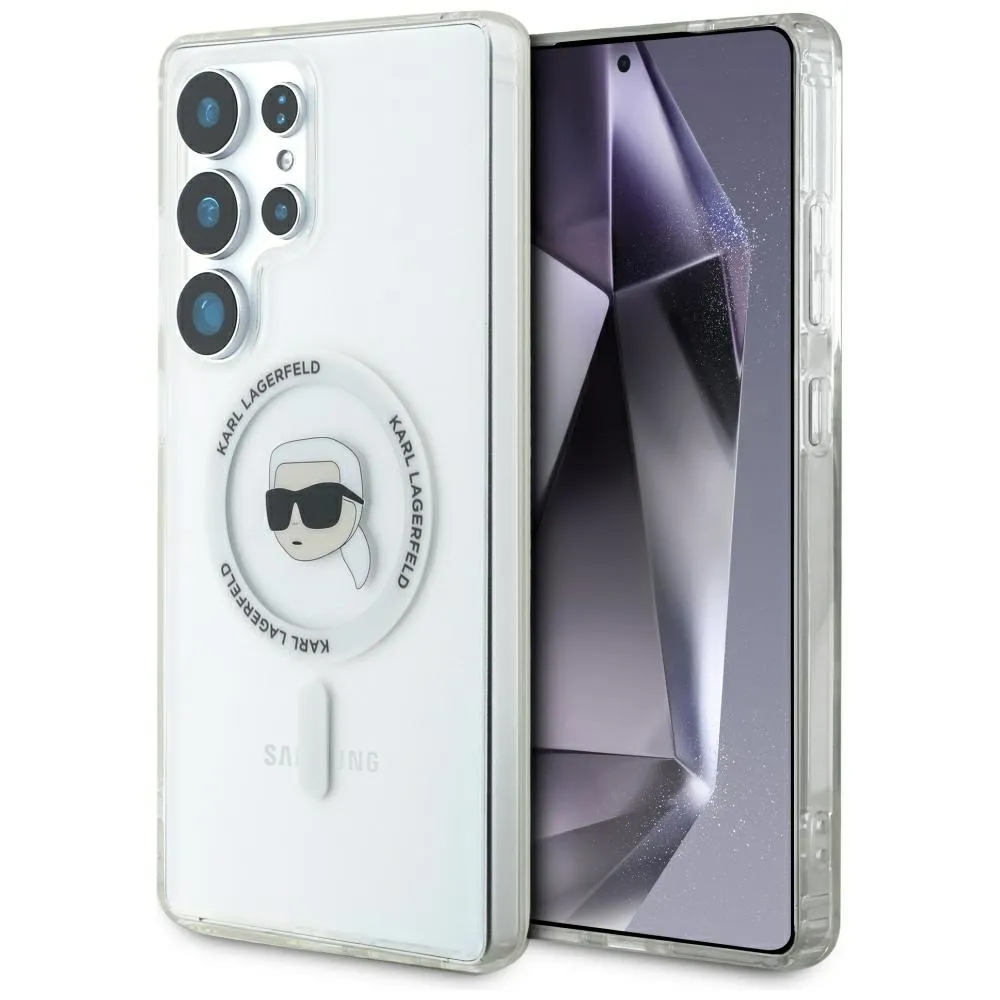 Θήκη Karl Lagerfeld Button Karl Head Printed Logo MagSafe Clear Samsung Galaxy S25 Ultra